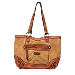 B.Ø.C Tote Bag Women's Size M Brown Faux Leather Shoulder Handbag Purse‎